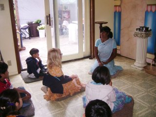 01-Vrinda Devi Dasi explains the origin of Sri Chaitanya Saraswat Math to the campers